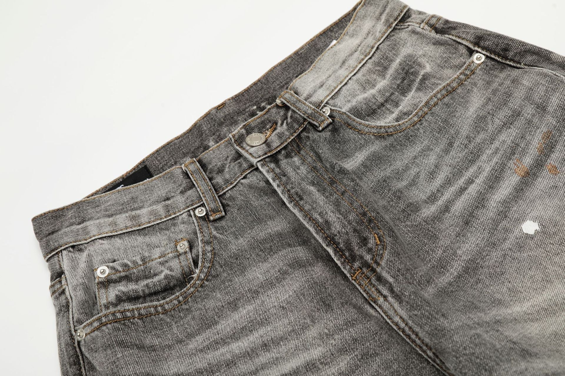 Dirty Washed Paint Wide Leg Denim Jeans