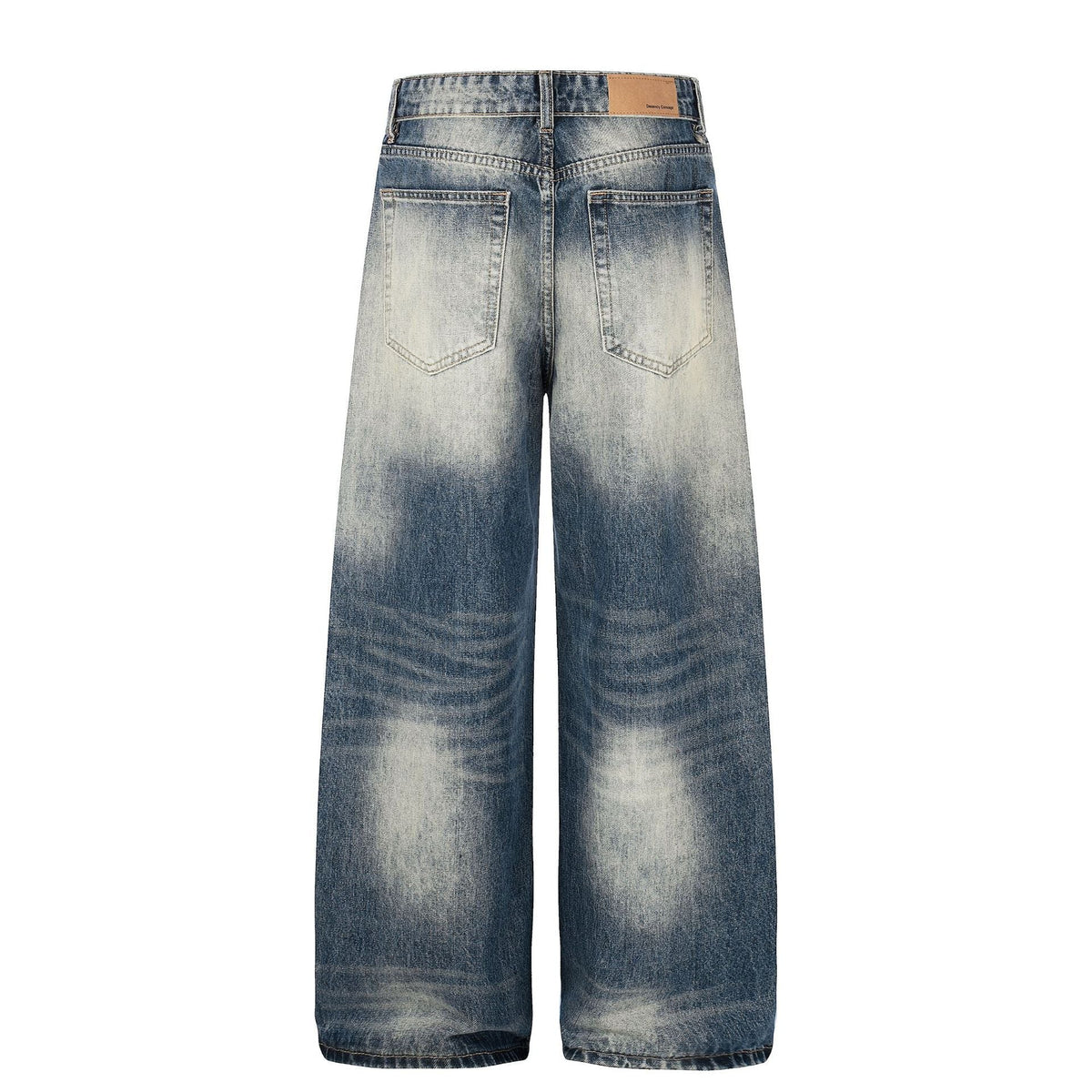 Washed Whiskers Lightning Wide Leg Denim Jeans