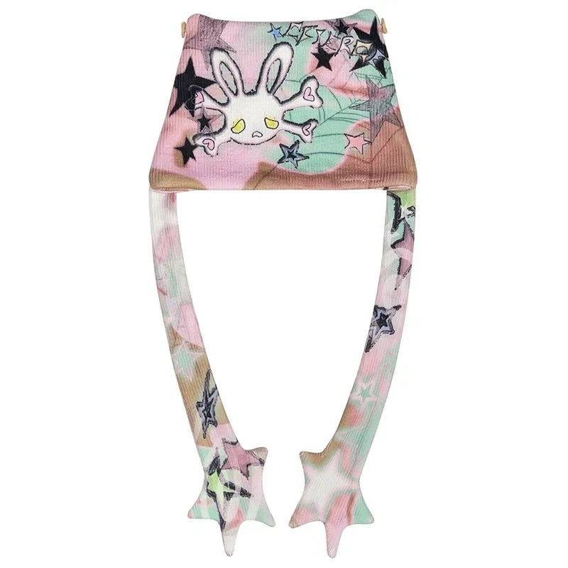 Bonnet en tricot à motif de crâne de lapin