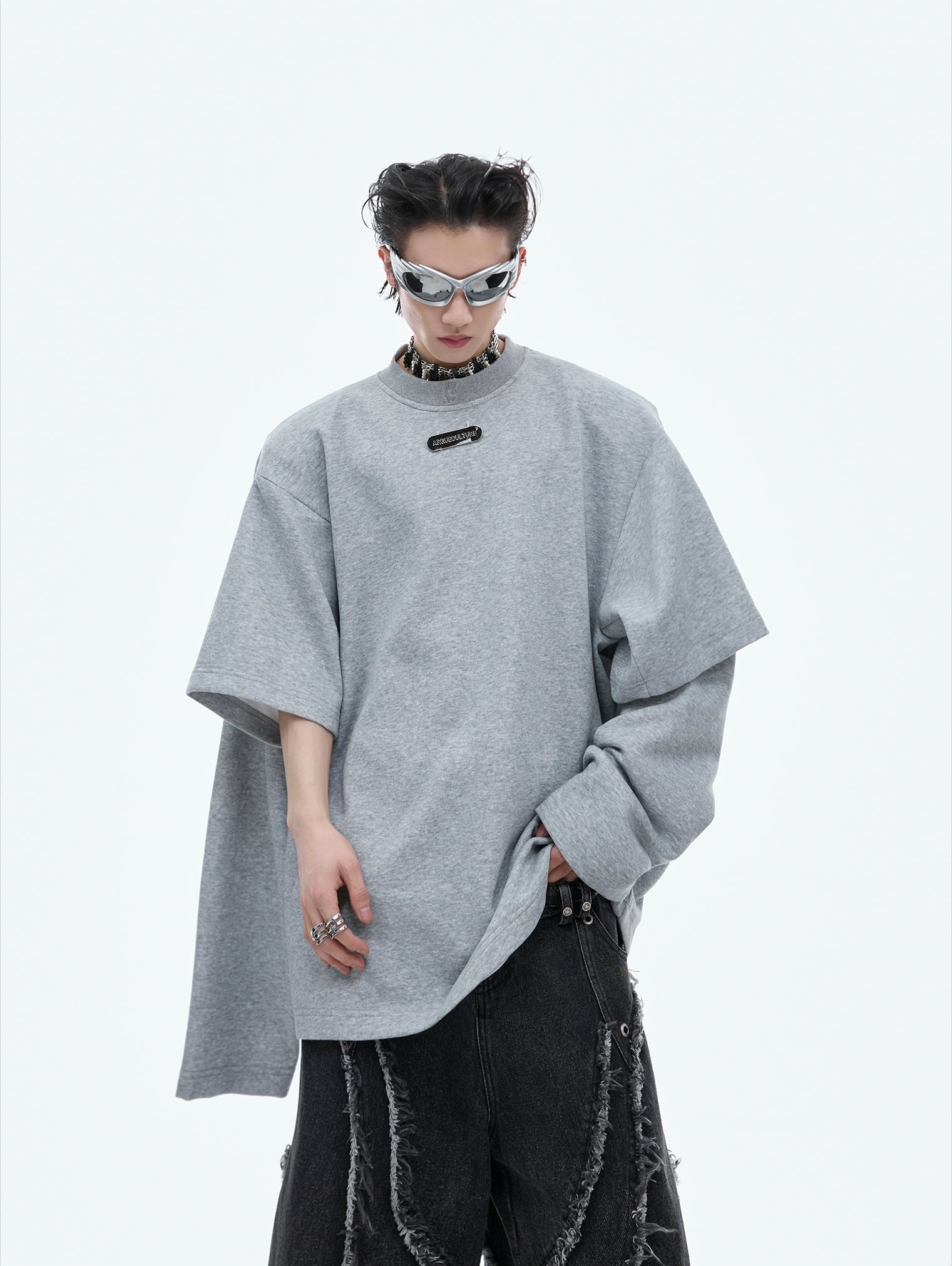 Double Layered Oversize Round Neck Sweatshirt