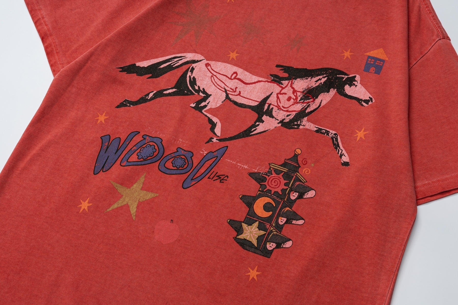 Washed Horse Print Oversize Short Sleeve T-Shirt