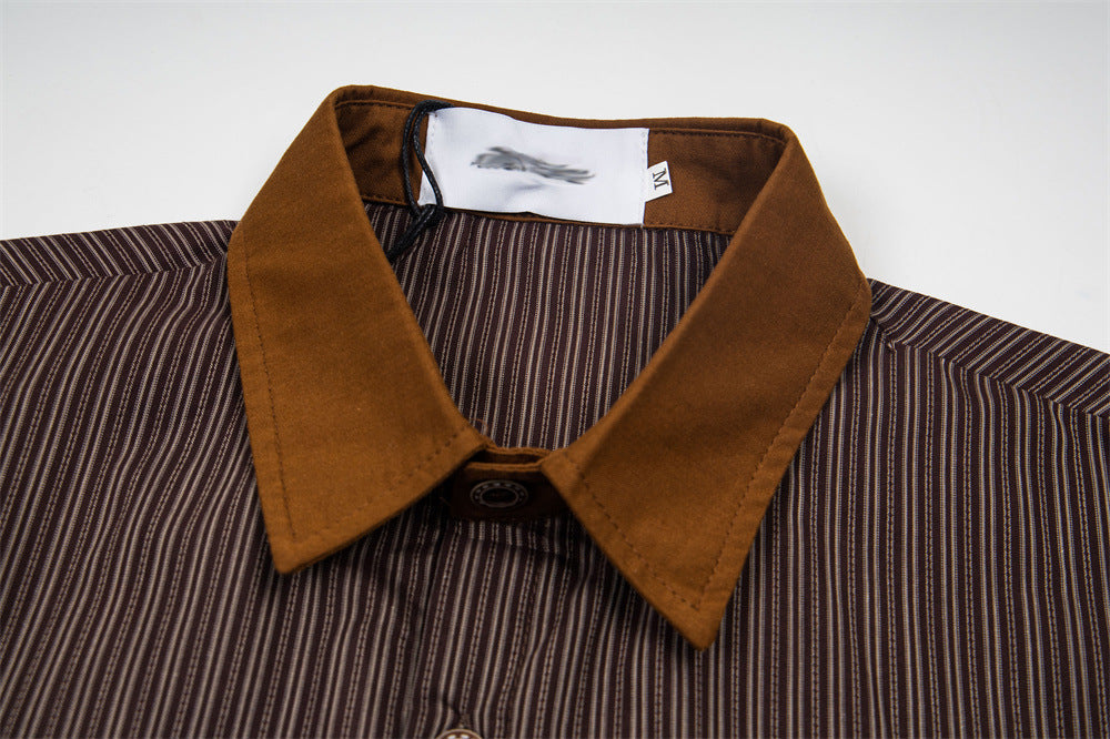 Cartoon Patches Vertical Stripe Shirt