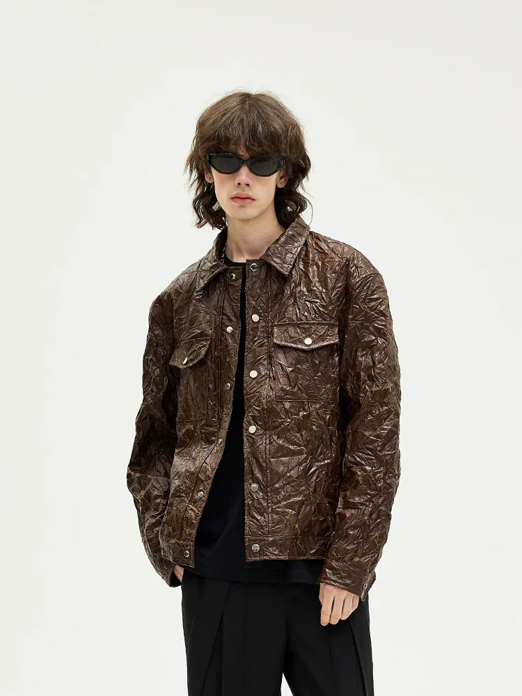 Wrinkle PU Leather Jacket