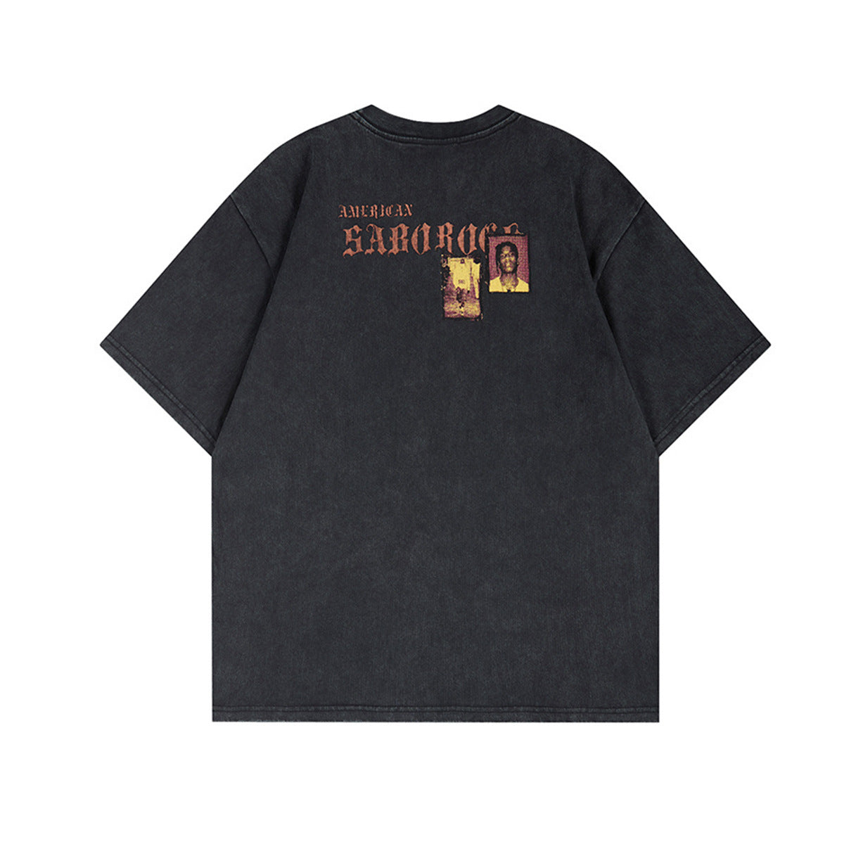 Washed Portrait Print Short Sleeve T-Shirt