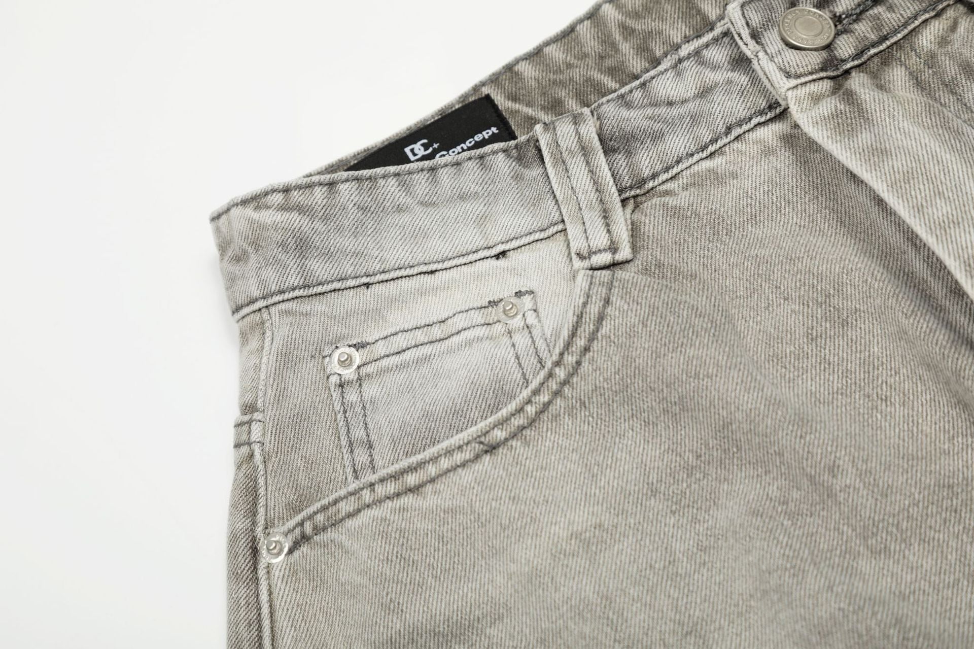 Ink Splash Damage Curved Wide Leg Denim Jeans