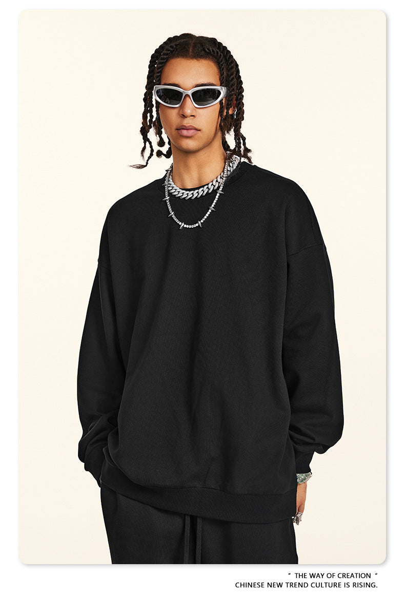 Oversize Heavyweight Basic Round Neck Sweatshirt