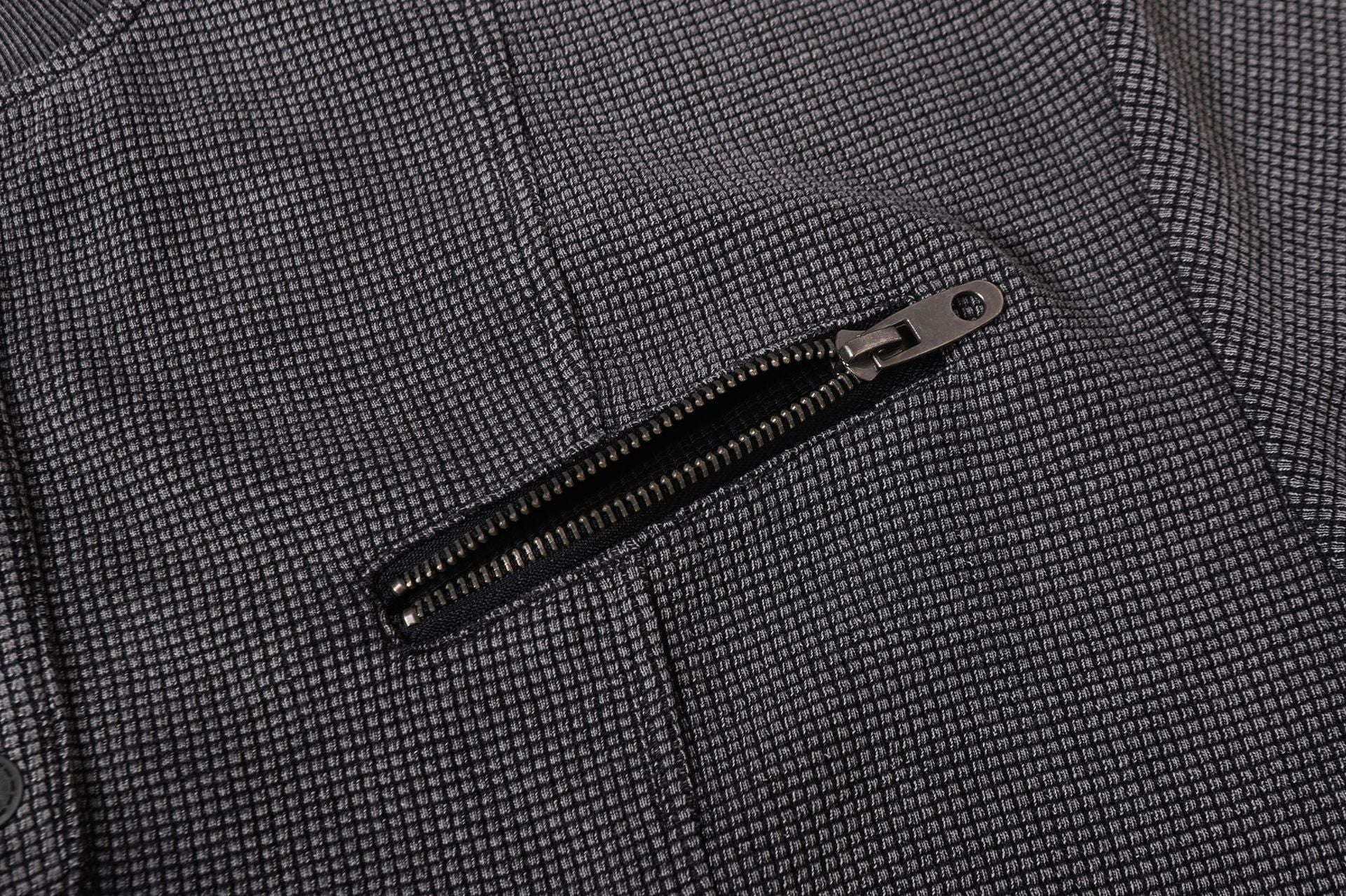 Half-Open Collar Check Wash Damage Short Sleeve T-Shirt
