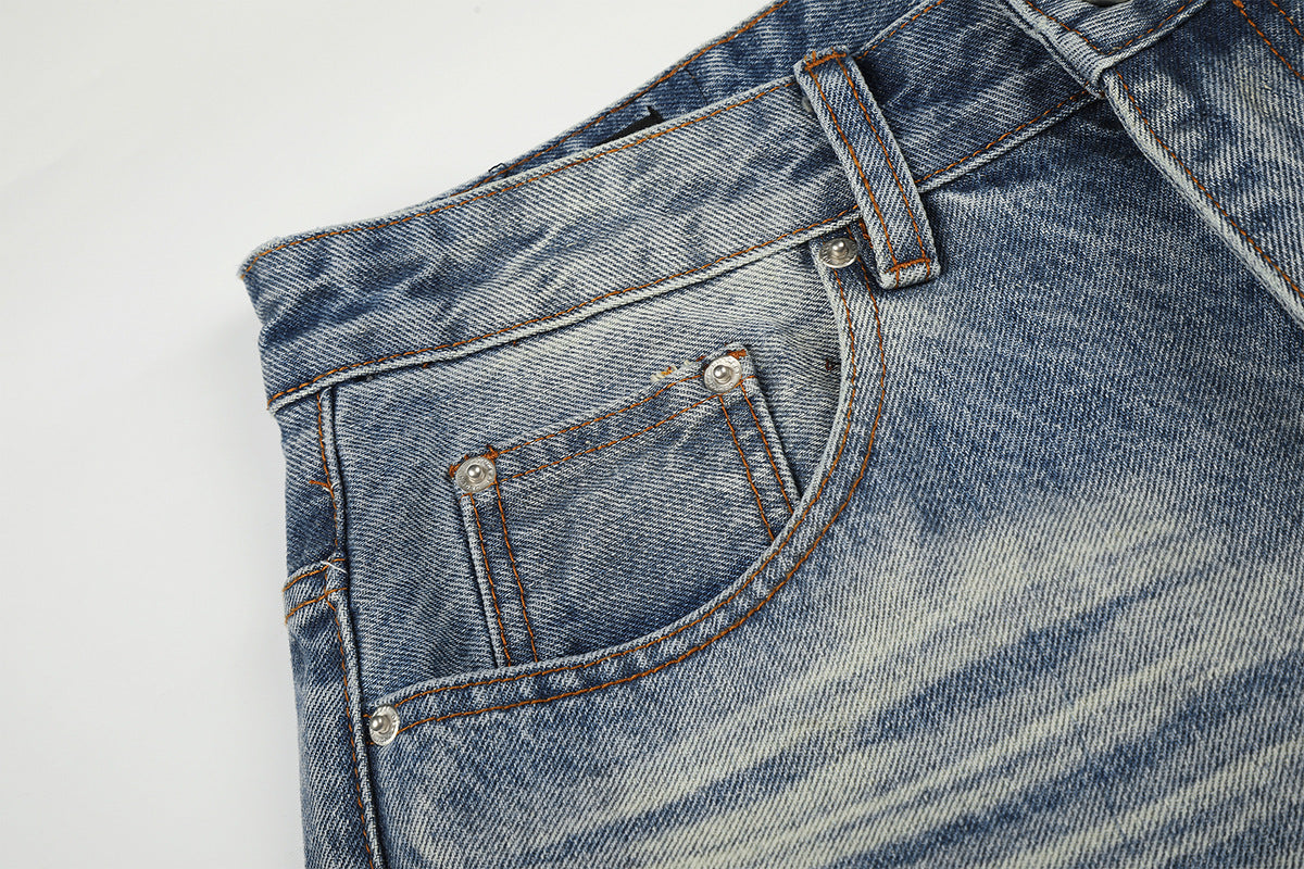 Washed Whisker Denim Jort