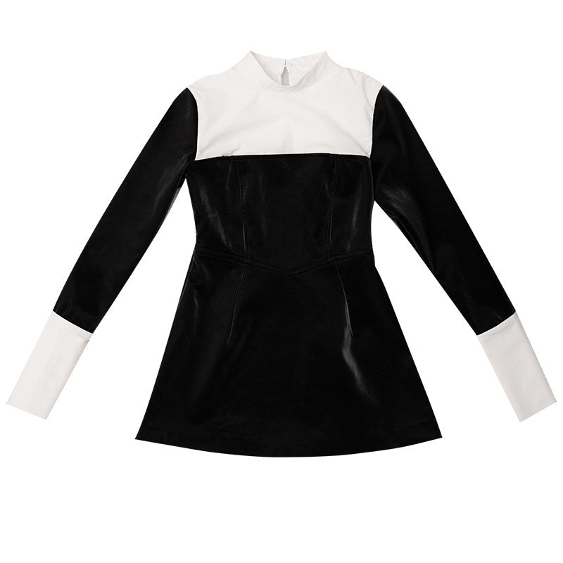 Bicolor Patchwork Long Sleeve Dress