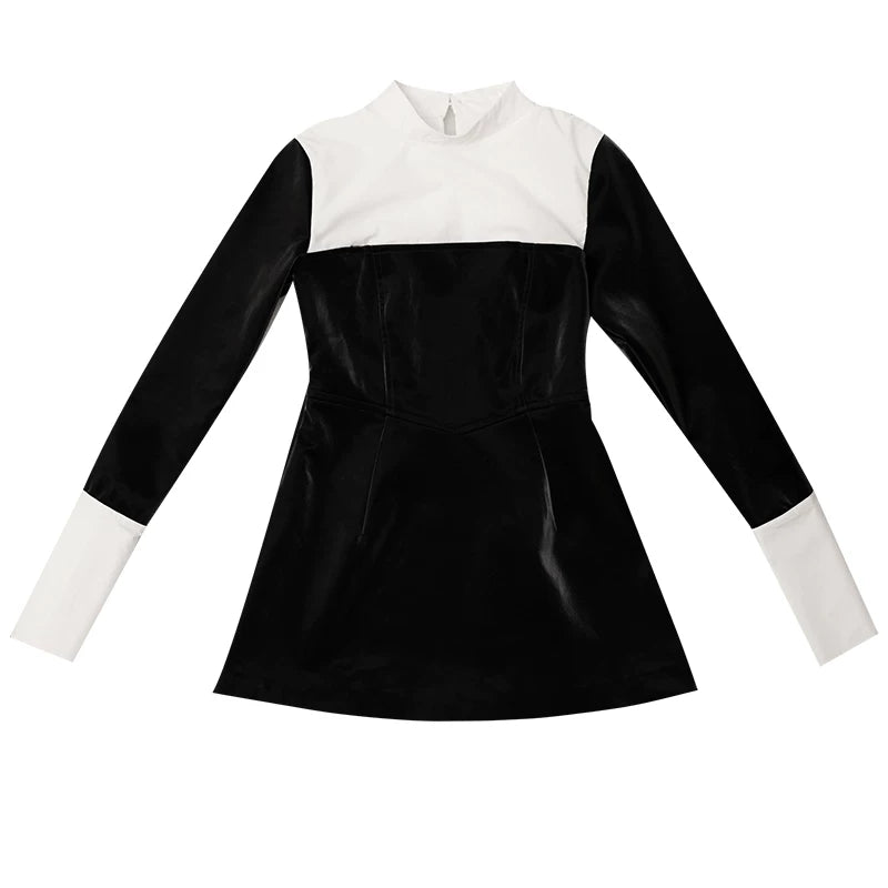 Bicolor Patchwork Long Sleeve Dress