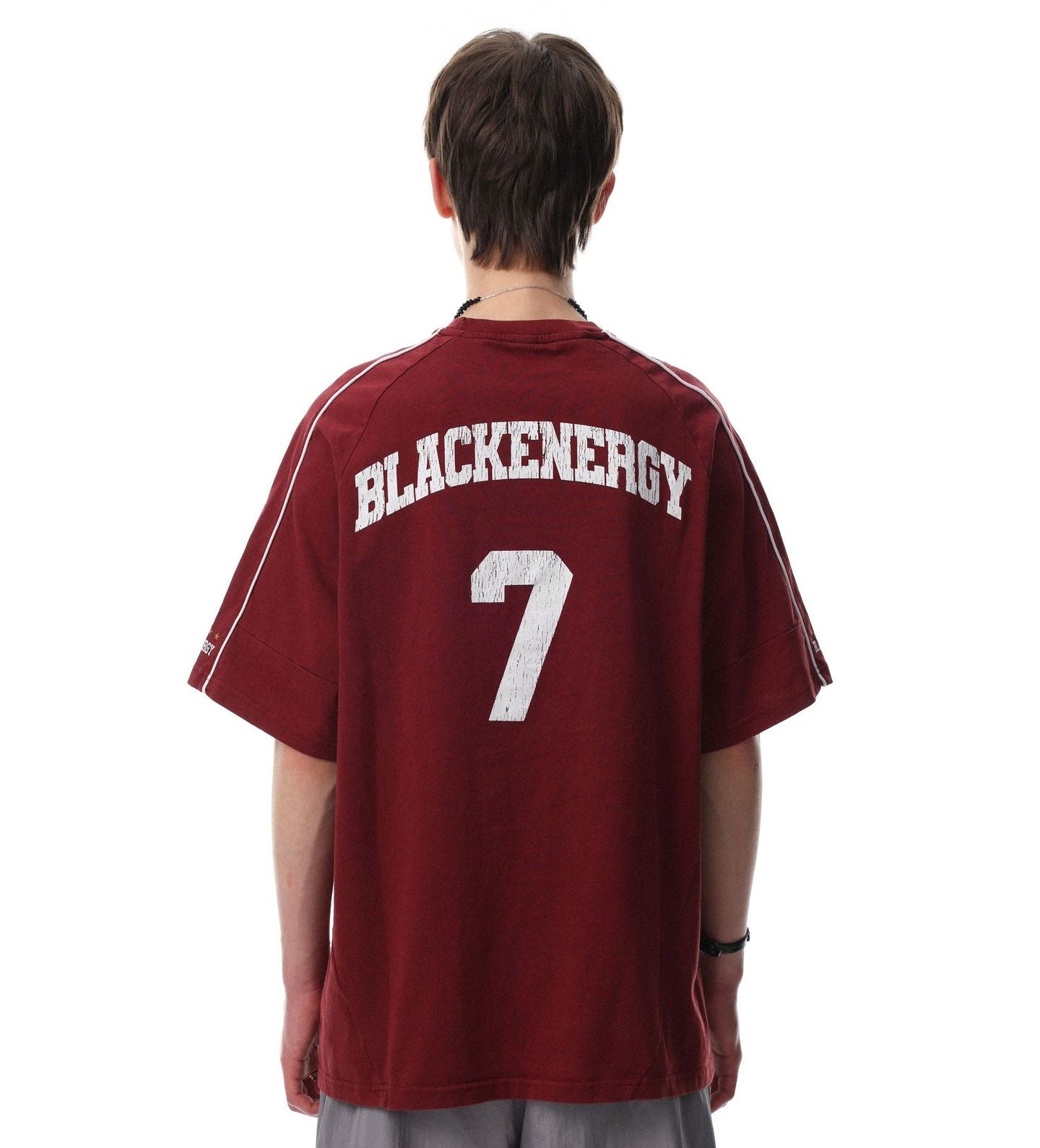 Letter Embroidery Piping Short Sleeve T-Shirt