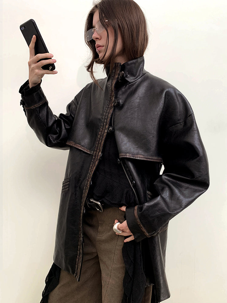 PU Leather Long Coat
