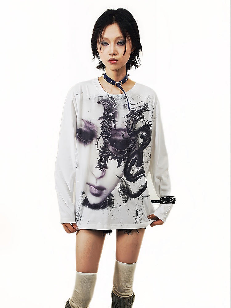 Graffiti Print Long Sleeve T-Shirt