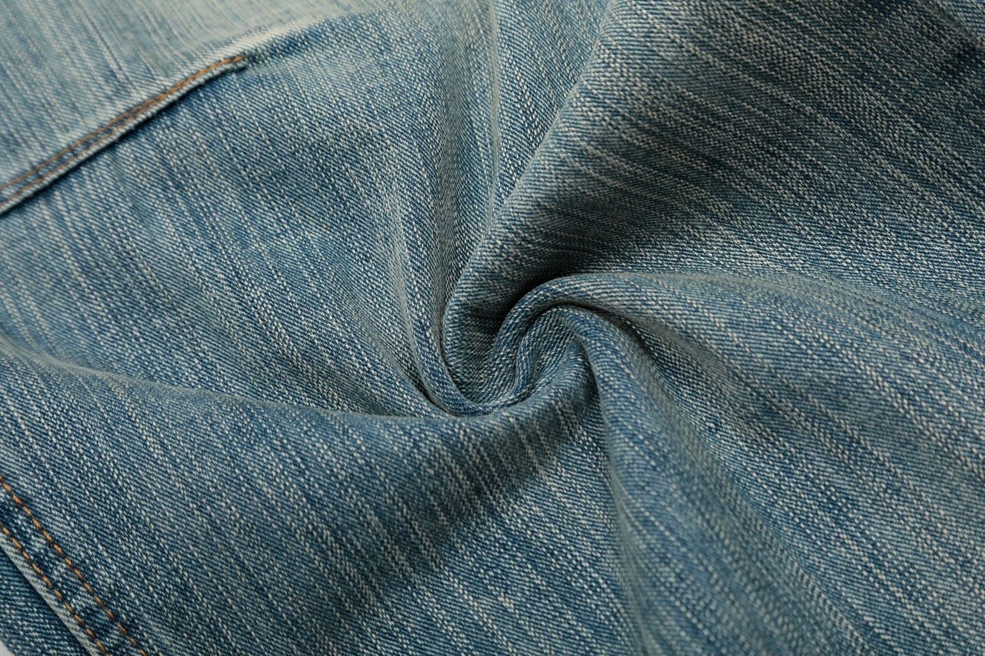 Washed Whisker Wide Leg Denim Jeans