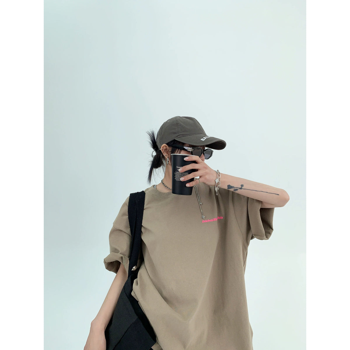 Pink Print Oversize Short Sleeve T-Shirt