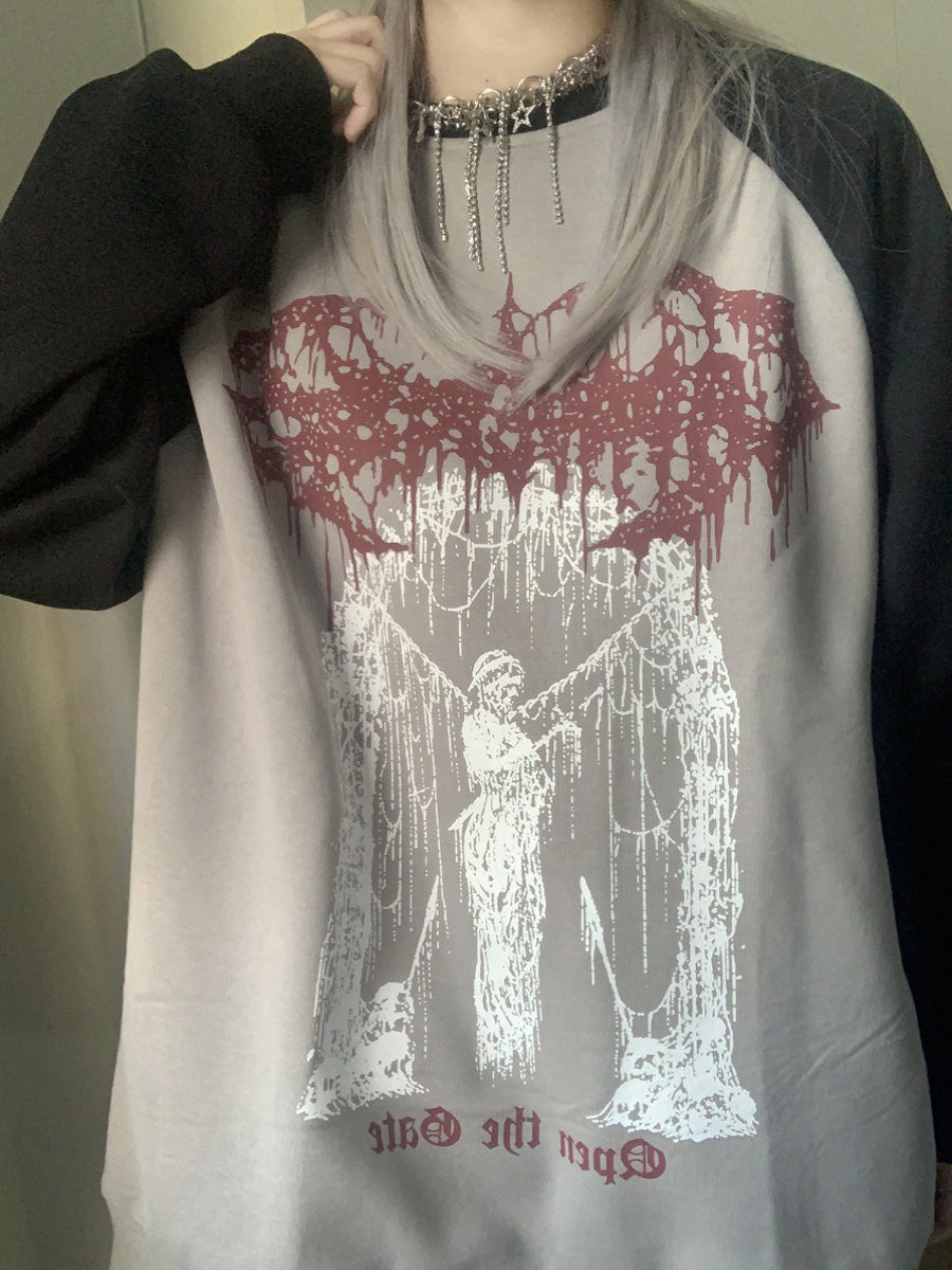 Raglan Sleeve Graffiti Print Pullover Sweatshirt
