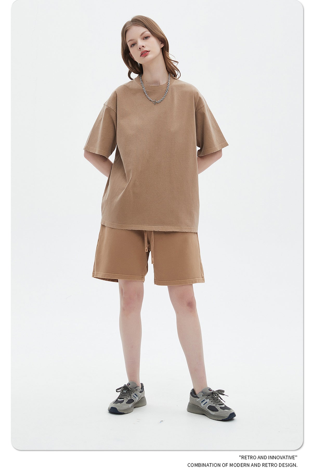 Washed Dyed Oversize Damage Short-sleeve T-shirt & Short Sweatpants Setup