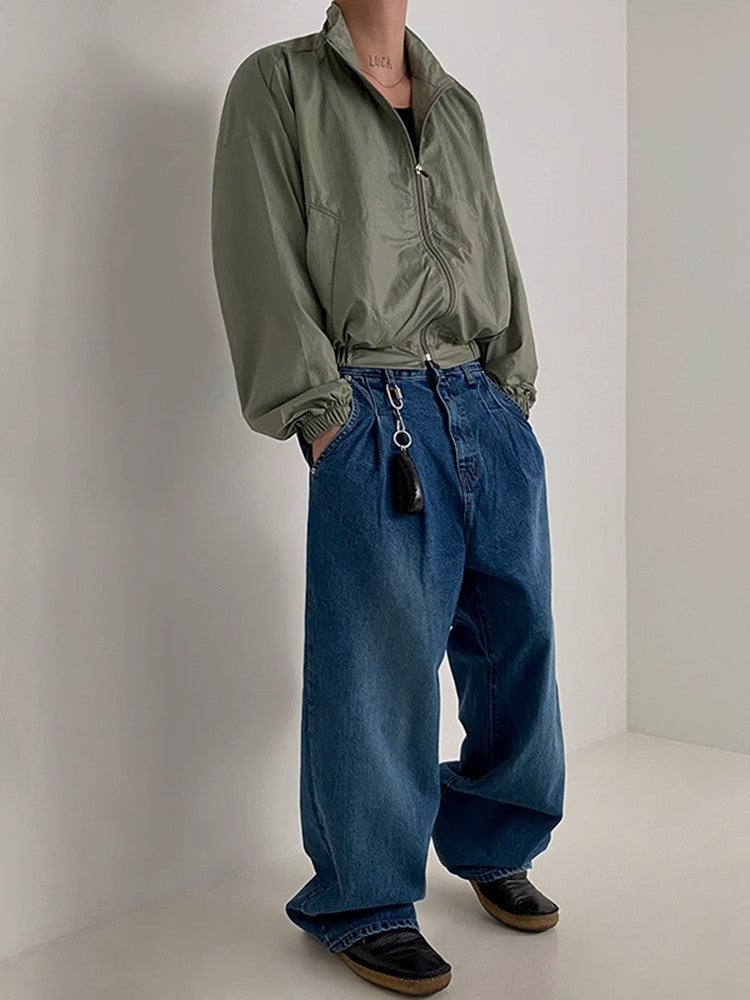Stand Neck Zipper Work Jacket