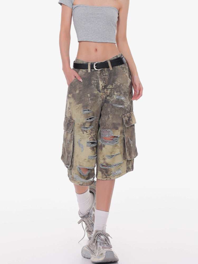 Wasteland N'Blue Cropped Wide-leg Jort