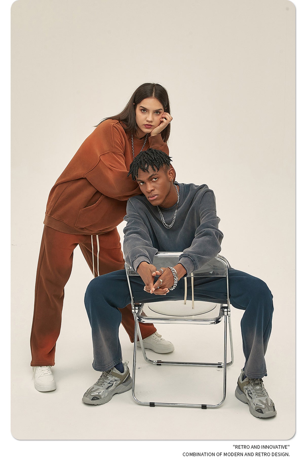 Fleece Lining Spray-dye Damage Oversize Sweatshirt