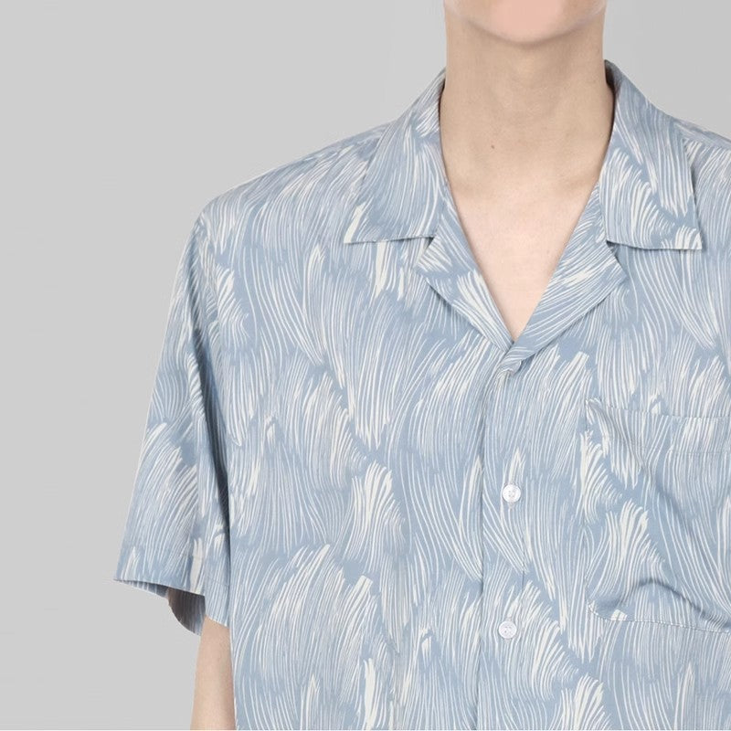 Oversize Floral Full Print Open Collar Shirt