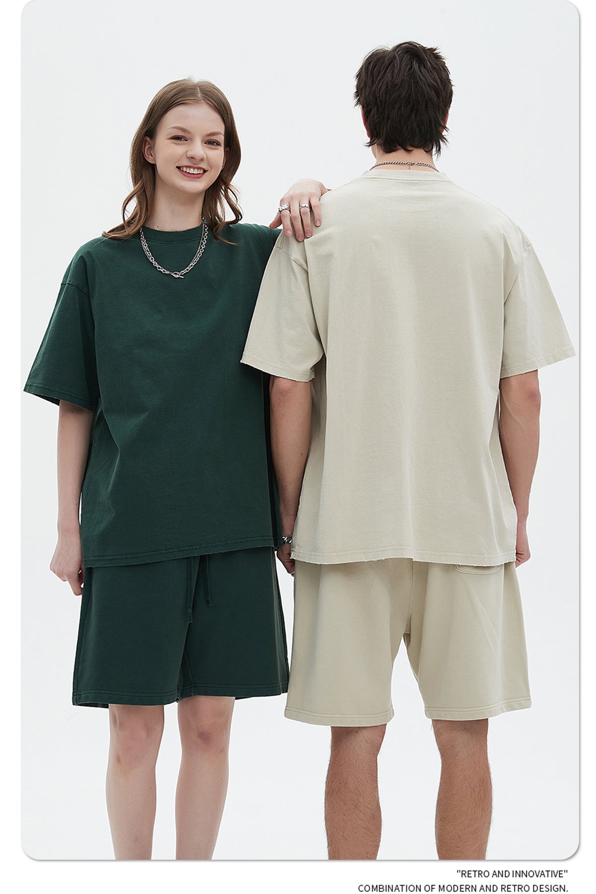 Washed Dyed Oversize Damage Short-sleeve T-shirt & Short Sweatpants Setup