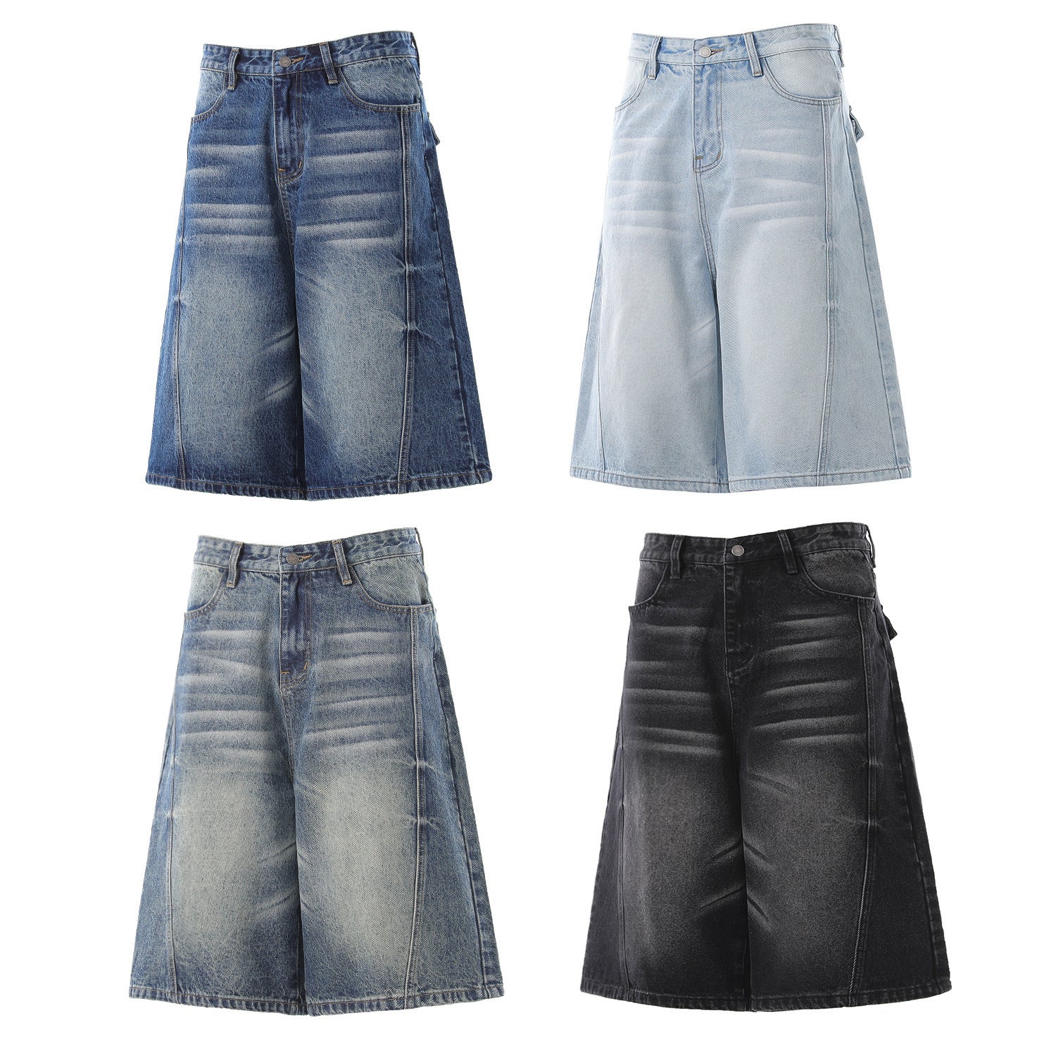 Denim Wash Wide Leg Jort