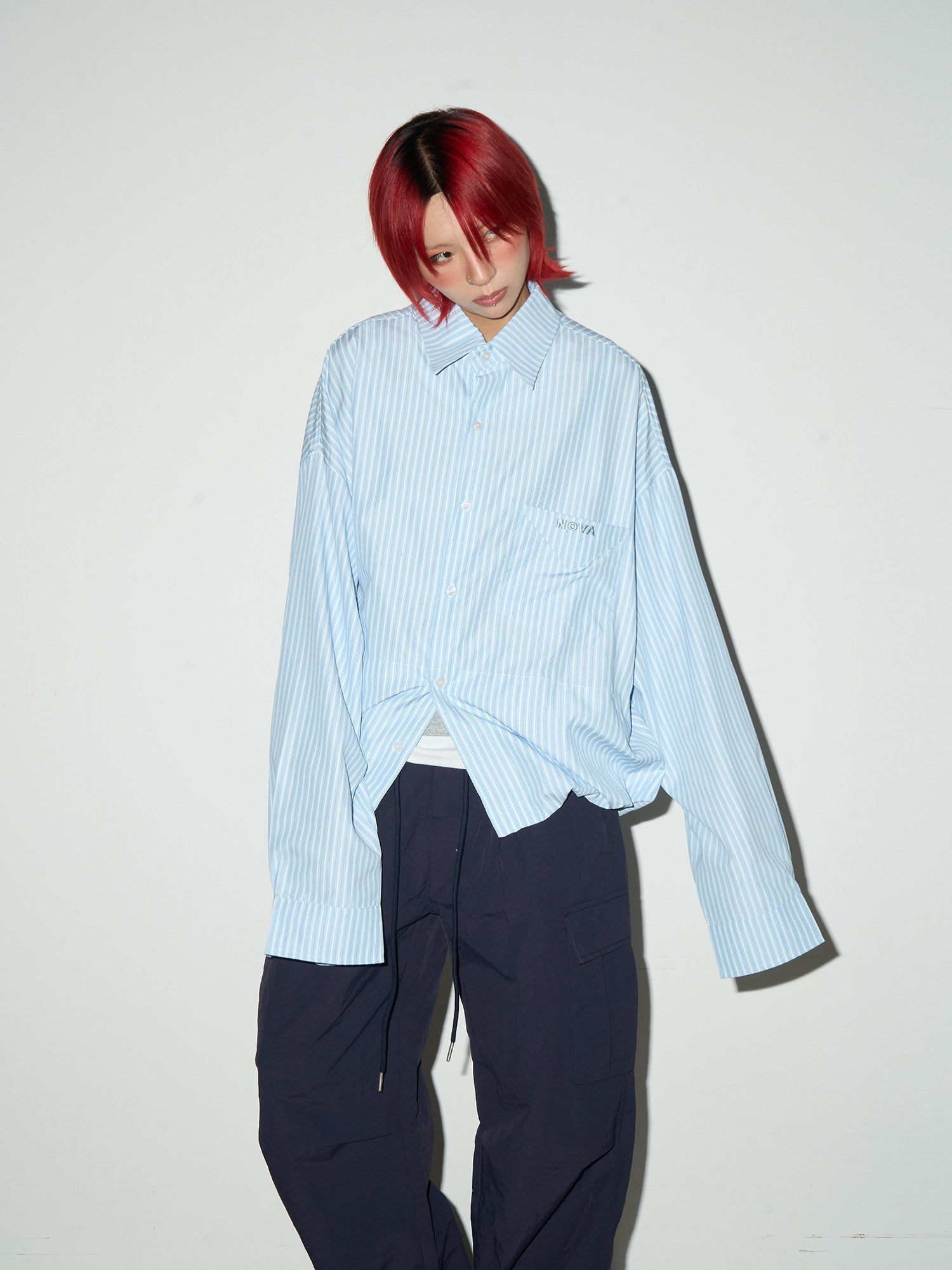 Stripe Oversize Long Sleeve Shirt