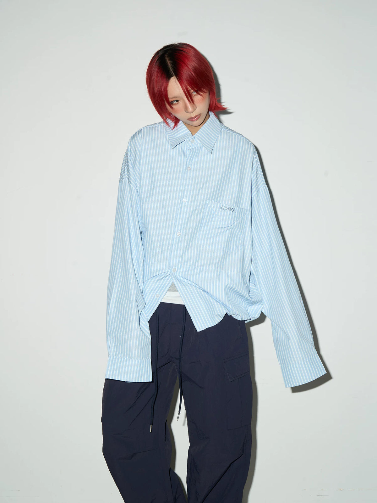 Stripe Oversize Long Sleeve Shirt