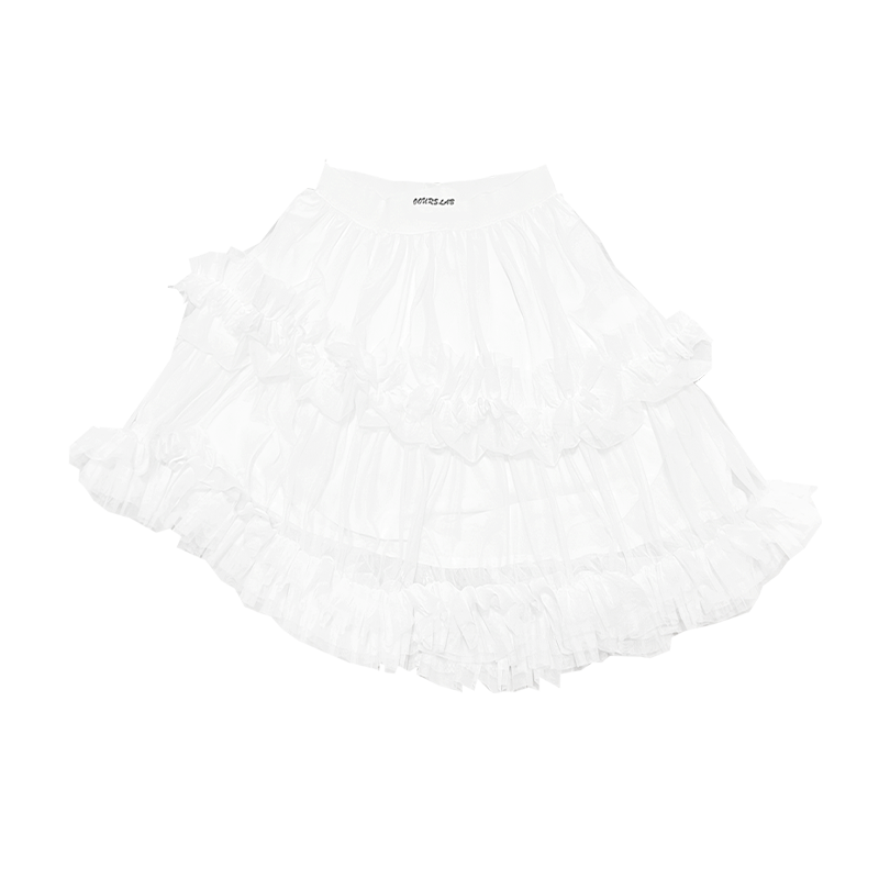 Asymmetrical Heavy Tulle Puff Short Skirt