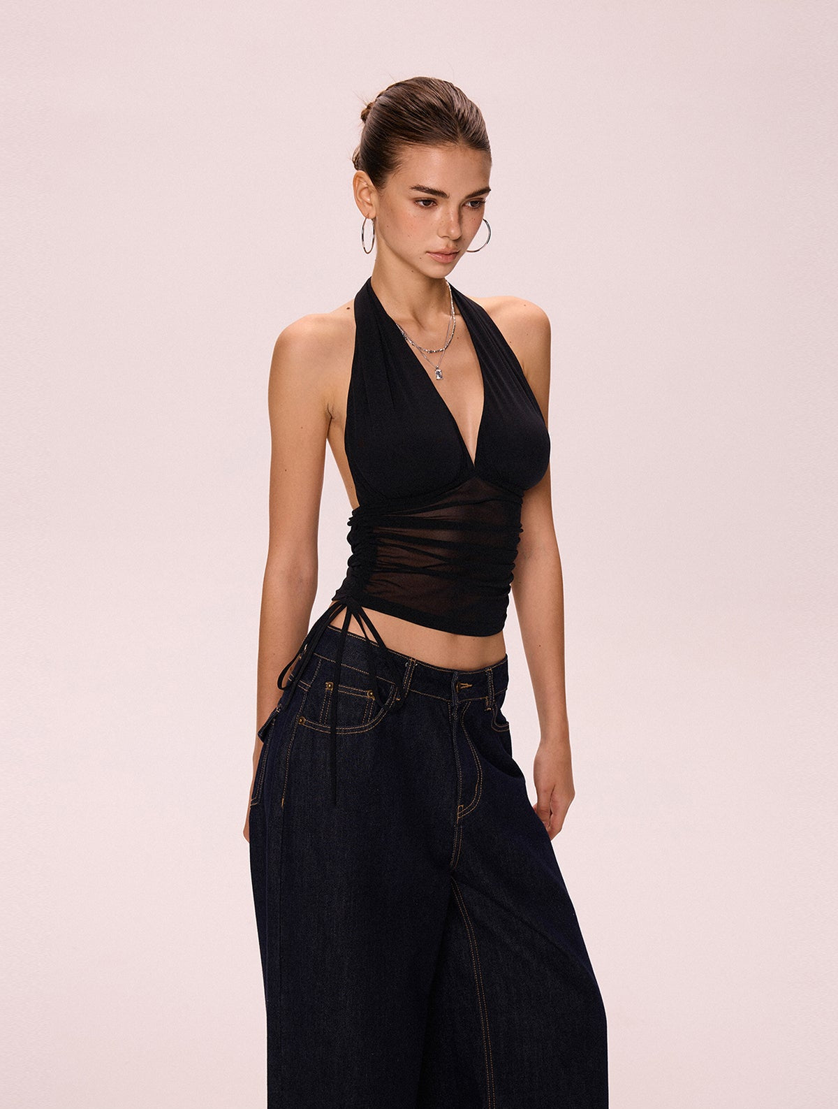 Halterneck Camisole Off-The-Shoulder Top