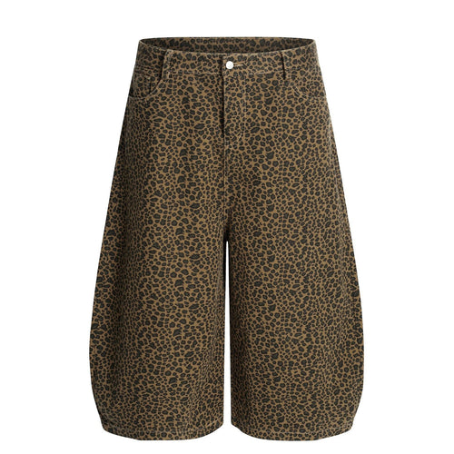 Pantalones Cortos Cargo Curvos Estampado Leopardo - Amarillo / S