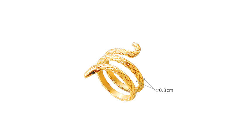Gold Tone Snake Design Ring, Unique Coiled Serpent Jewelry, Fashionable Women's Accessory, Trendy Animal-Inspired Ring, Popular Choice for Statement Pieces, Best Seller in Novelty Jewelry.