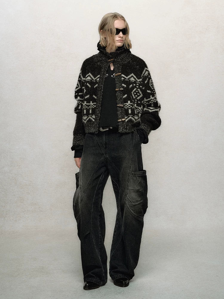 Fair Isle Jacquard Knit Cardigan