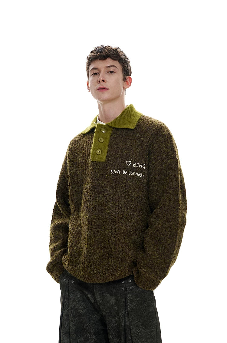 Pullover Polo Knit Sweater