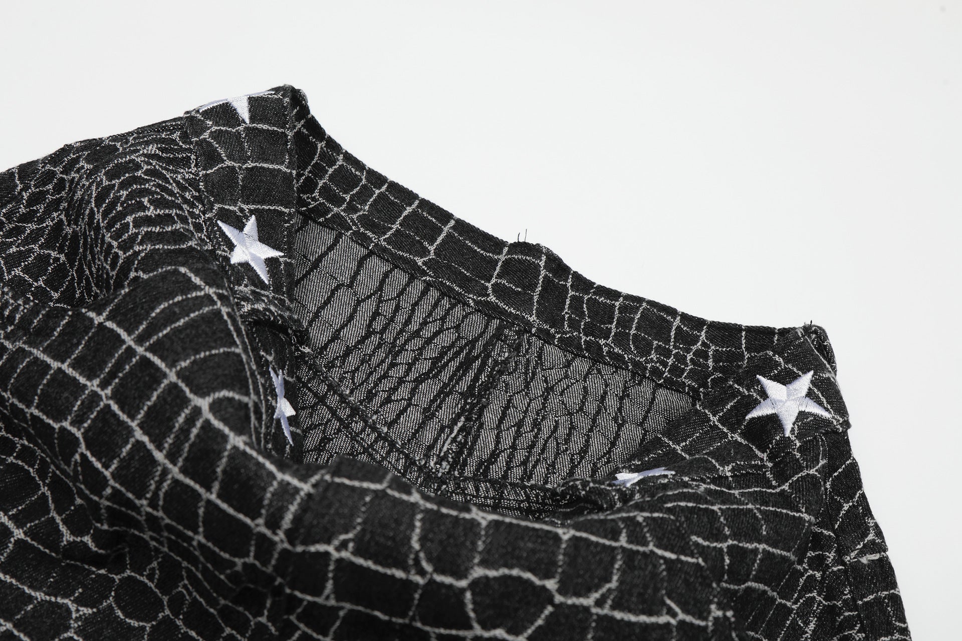 Crocodile Pattern Star Studs Wide Leg Pants