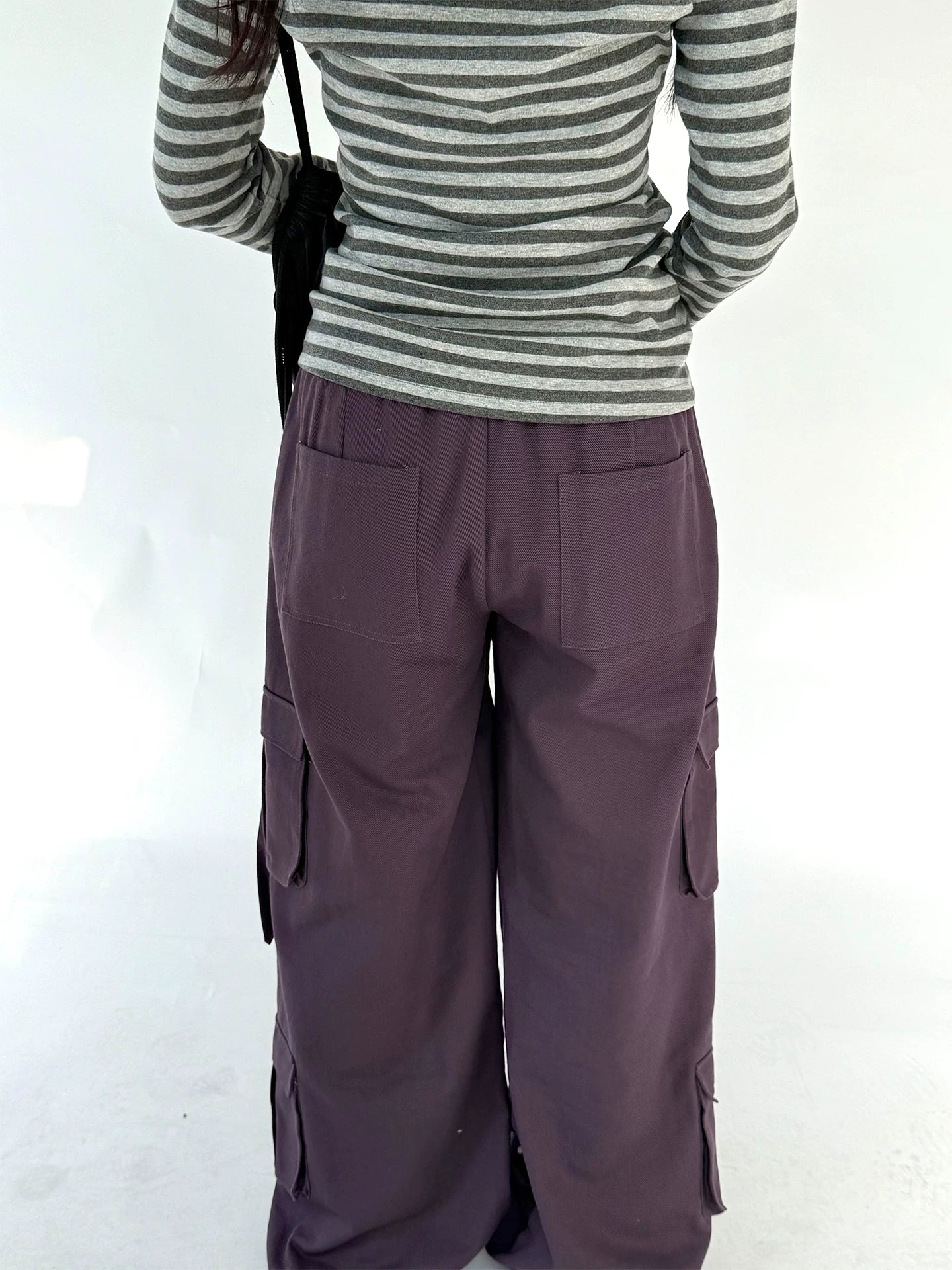 Multi-Pocket Polka Dot Straight Pants