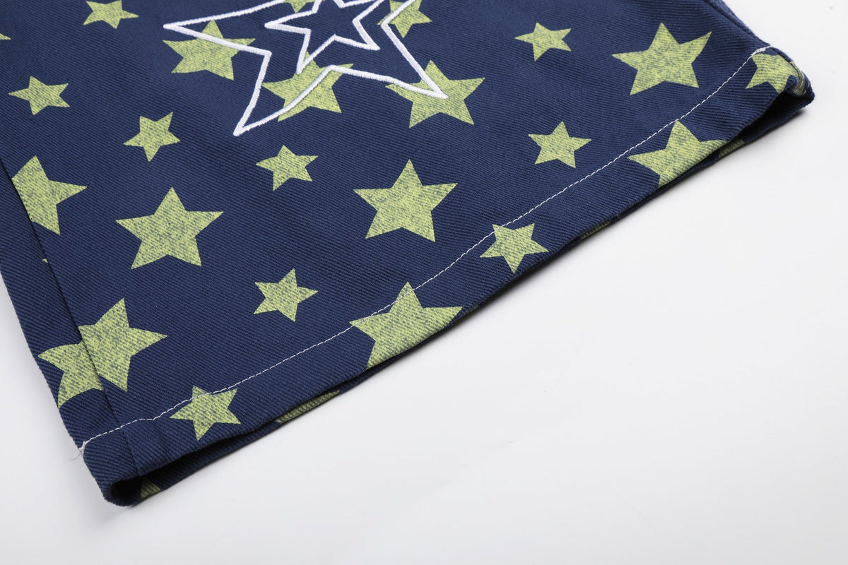 Star Print Denim Jort