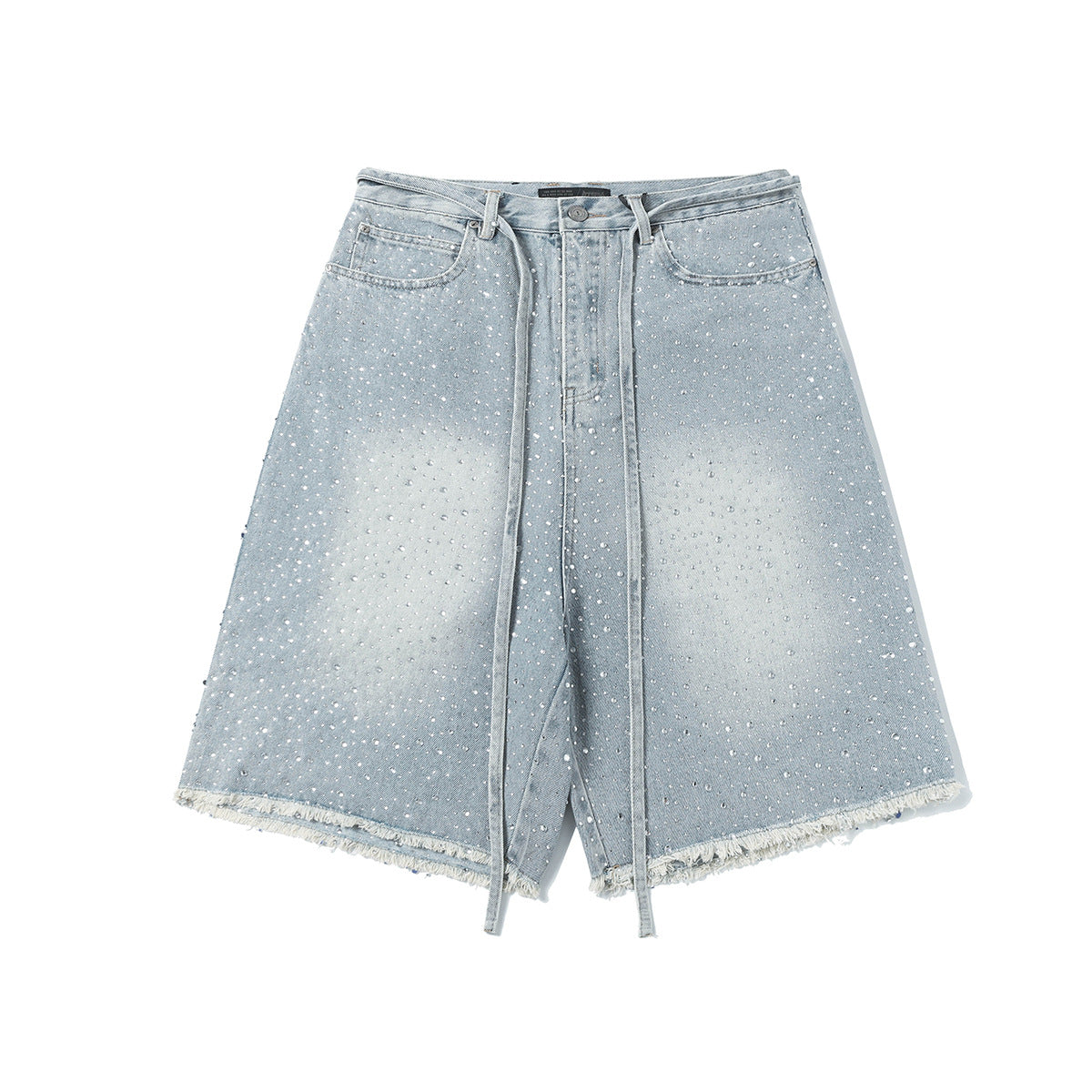 Fringe Rhinestone Wide Leg Jort