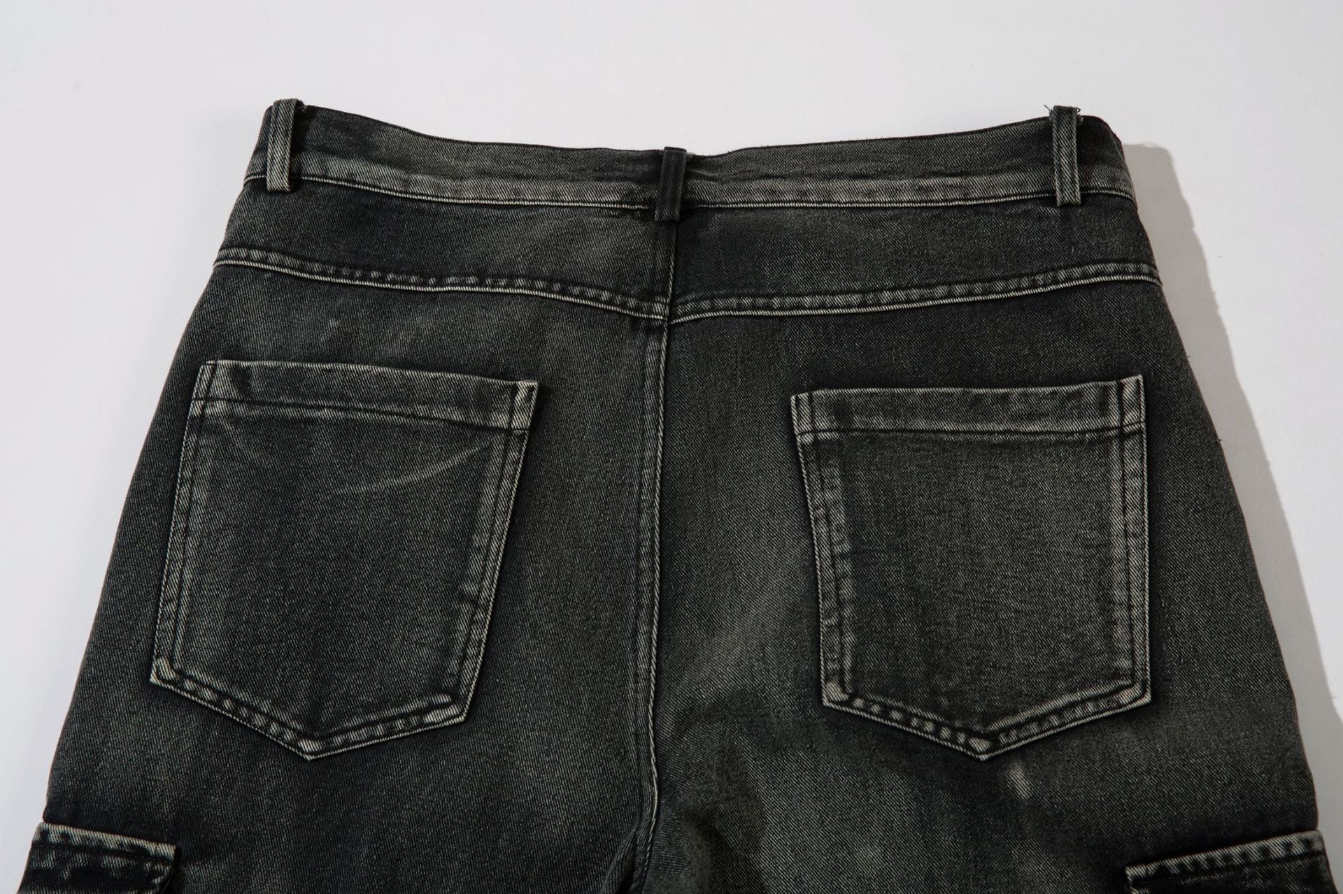 Cargo Pocket Embroidery Wide Leg Denim Jeans