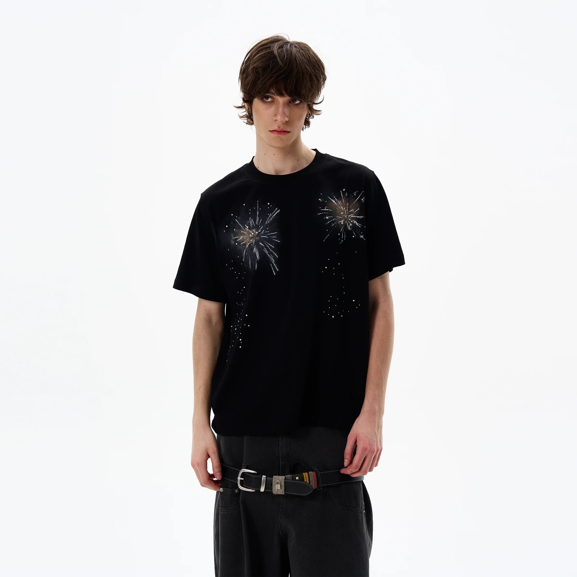 Firework Rhinestone Heavyweight Short Sleeve T-Shirt