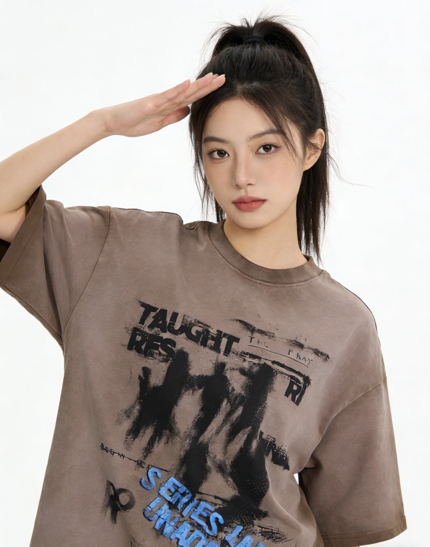 Dark Graffiti Print Short Sleeve T-Shirt