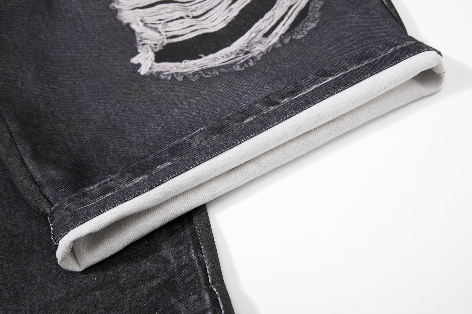 Star Damage Washed Wide Leg Denim Jeans