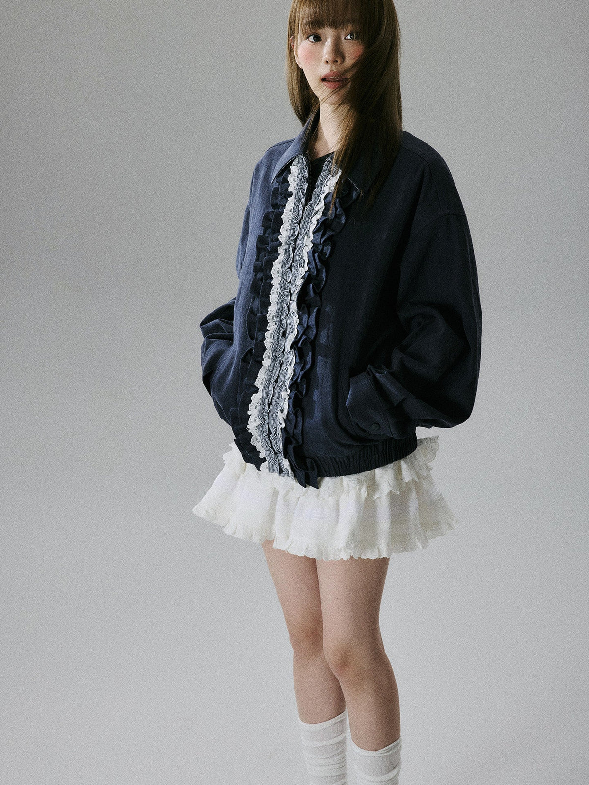 Ruffled Lace Detail Jacket