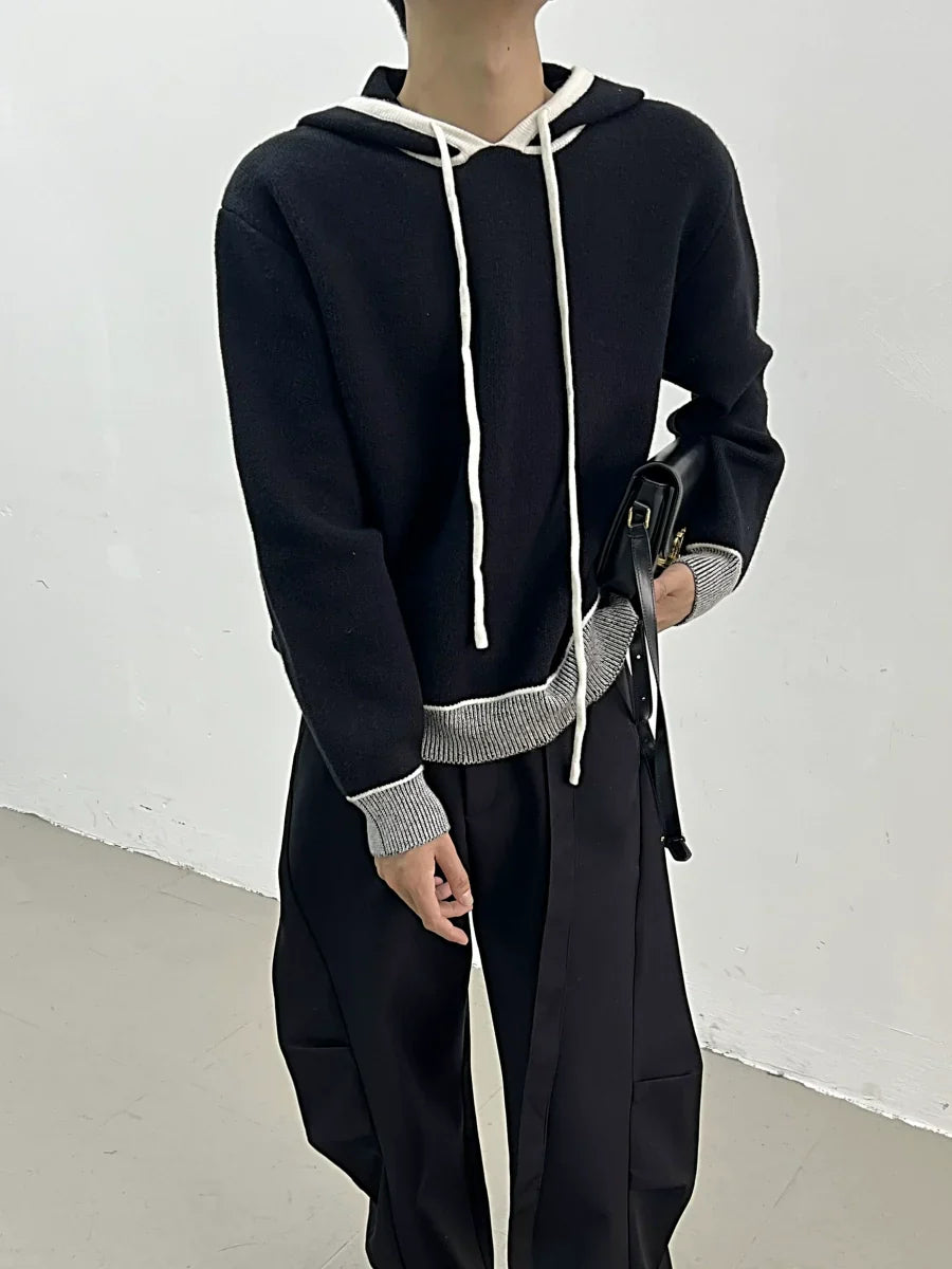 Colorblock Pullover Knit Hoodie