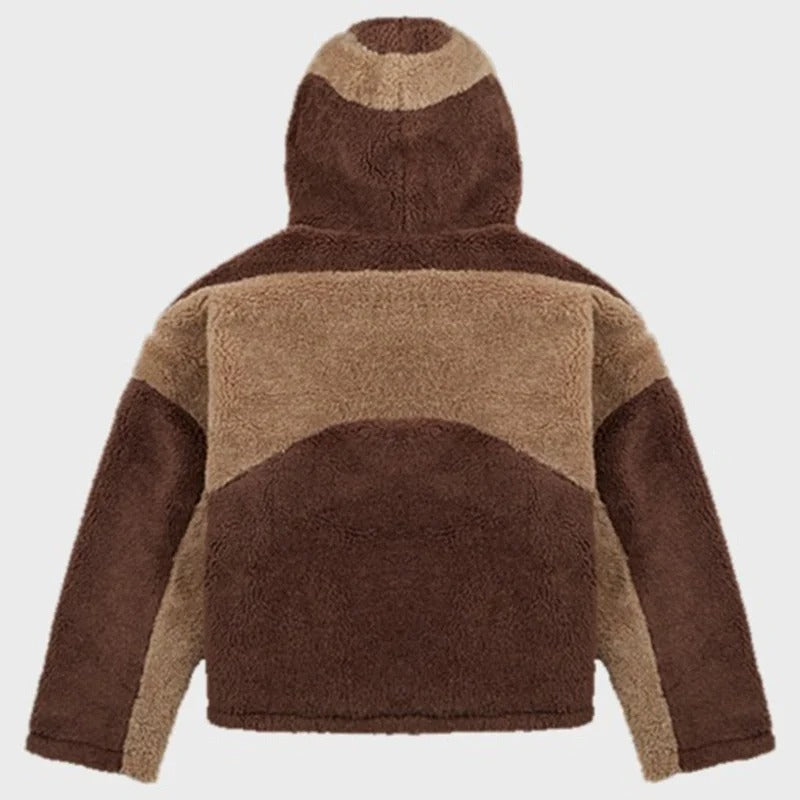 Unisex Lambswool Stitched Zip-up Hoodie