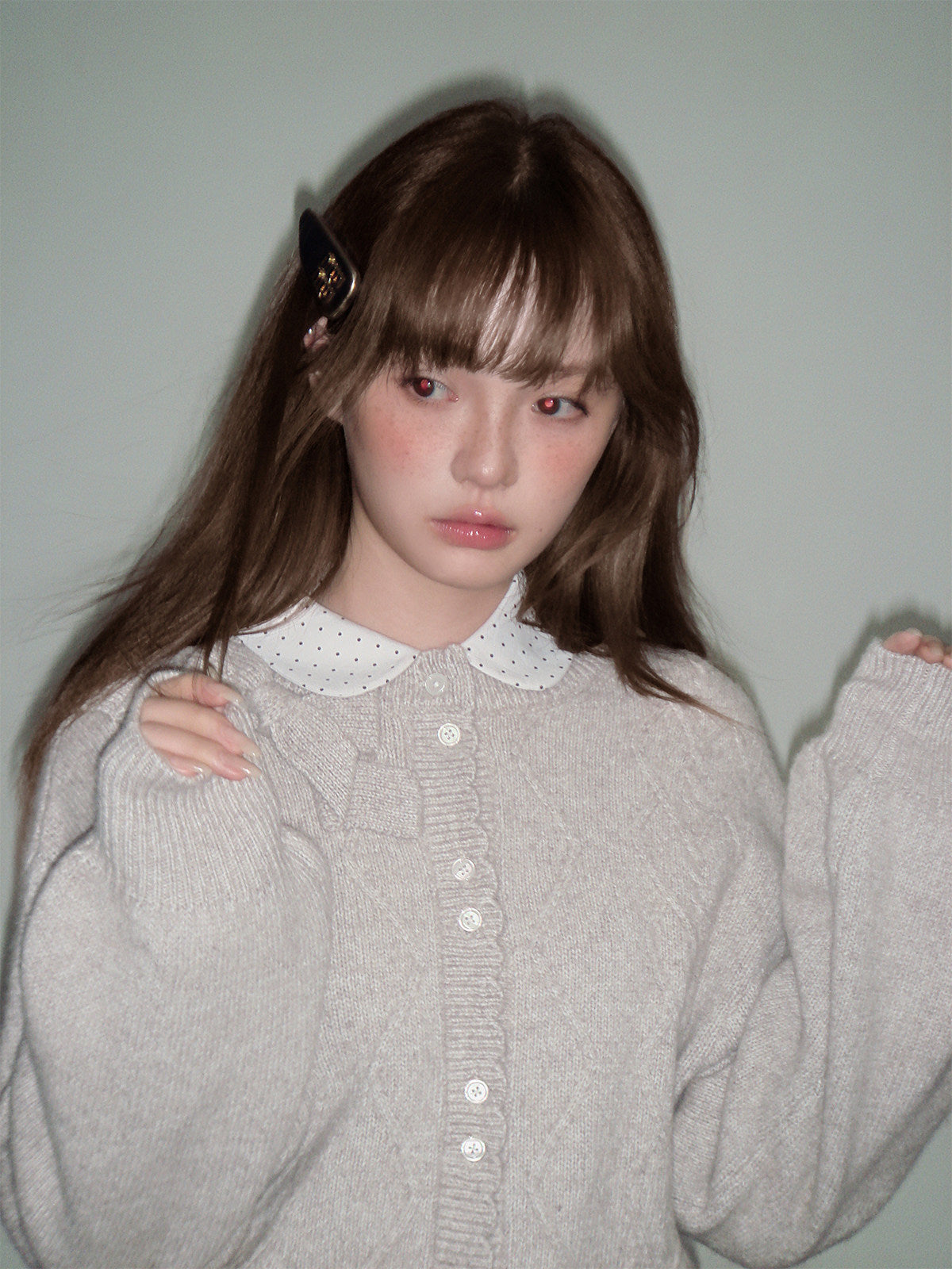 Moonlight Silhouette Bow Detail Wool Knit Cardigan