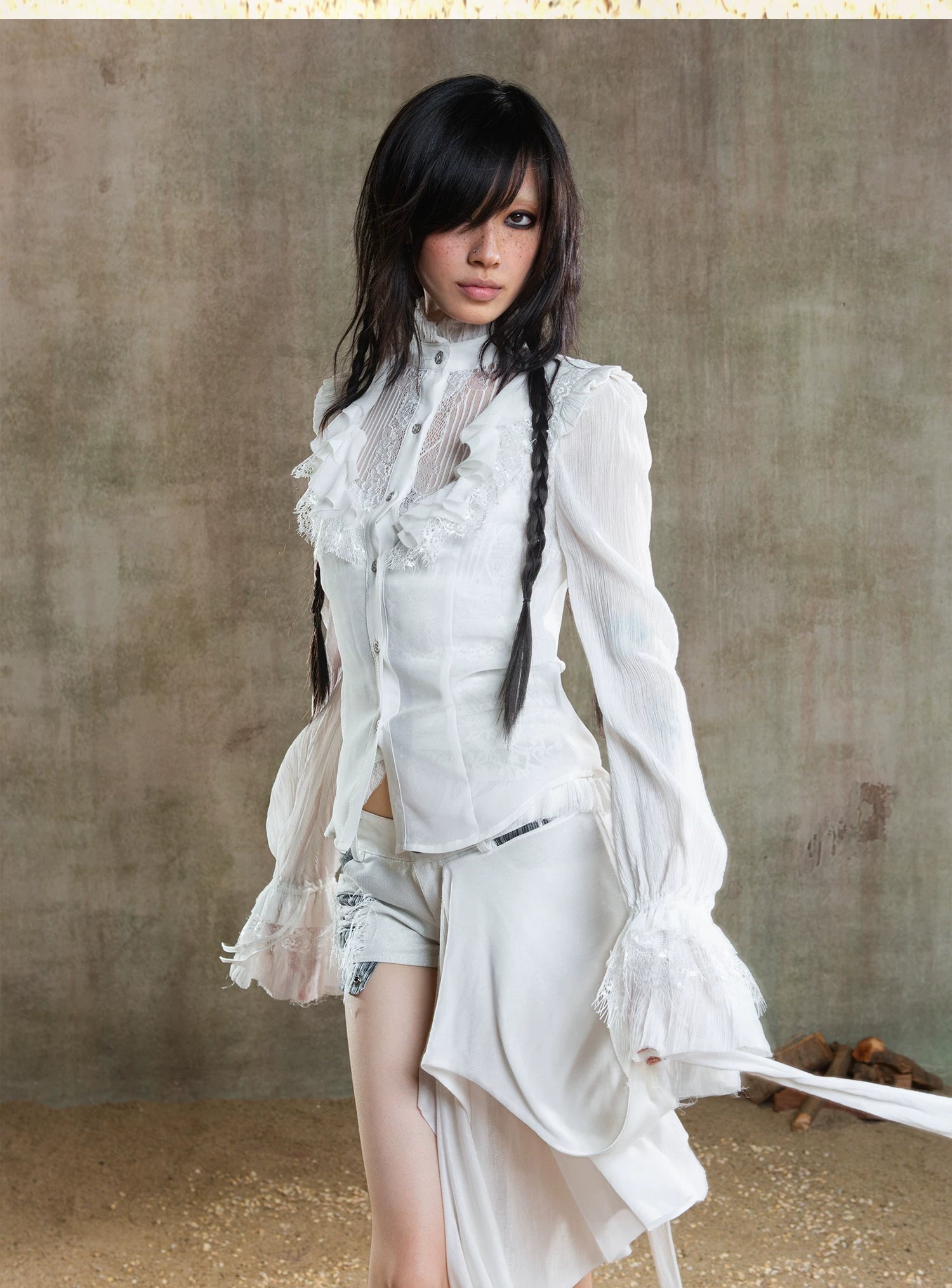 Sheer Chiffon Gothic Court Style Blouse