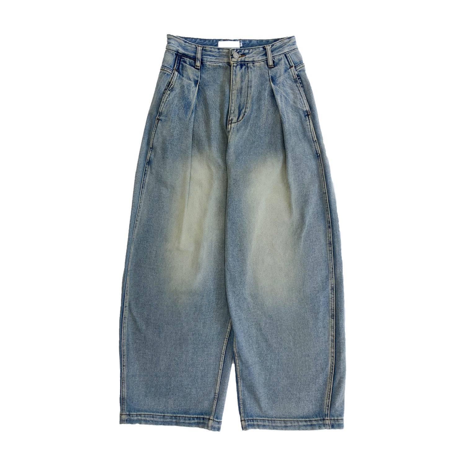 Washed Drape Wide Leg Denim Jeans