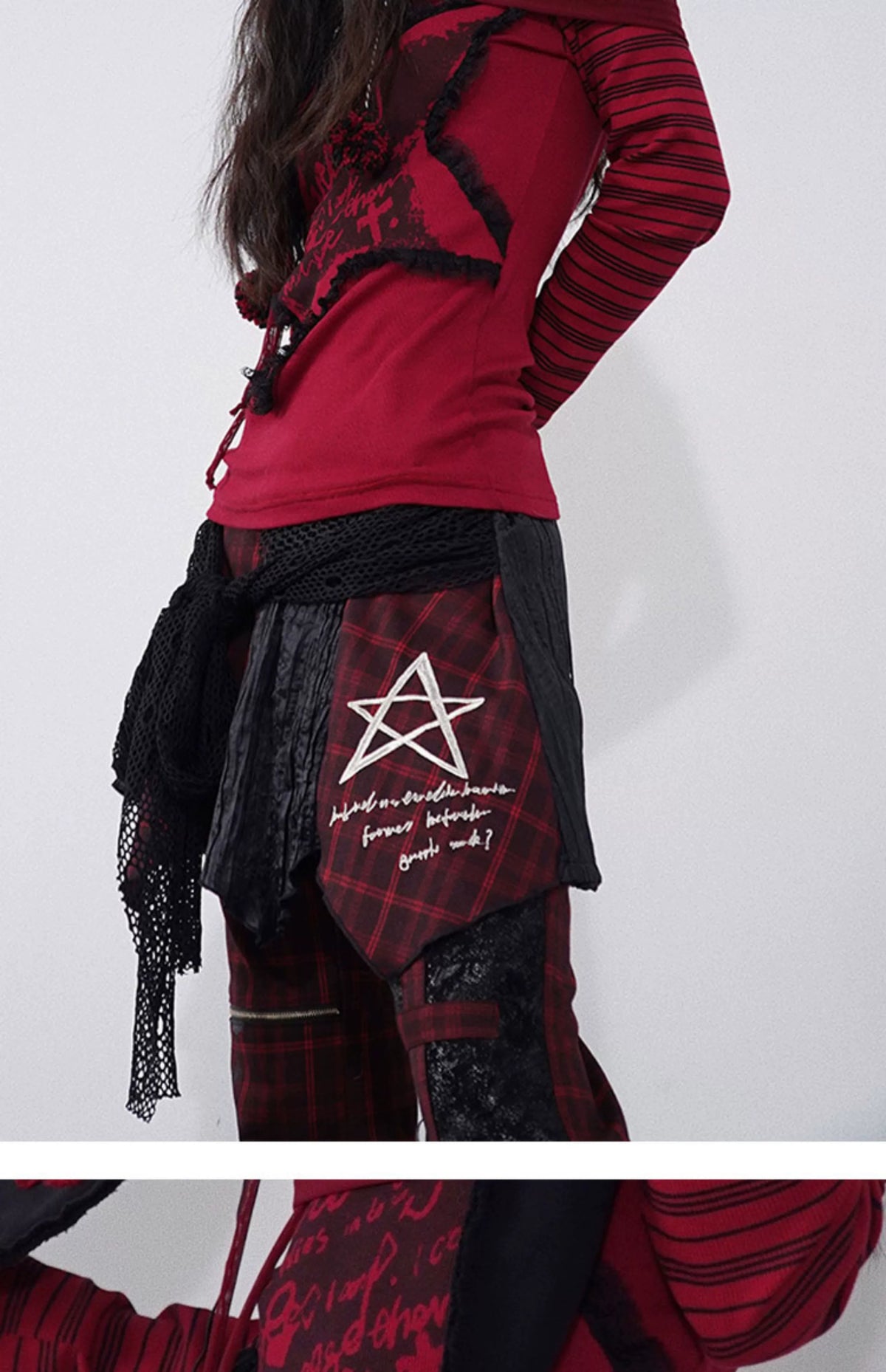 Patchwork Irregular Plaid Layered Short Skirt
